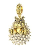 Подвеска из лимонного золота c эмалью и жемчугом