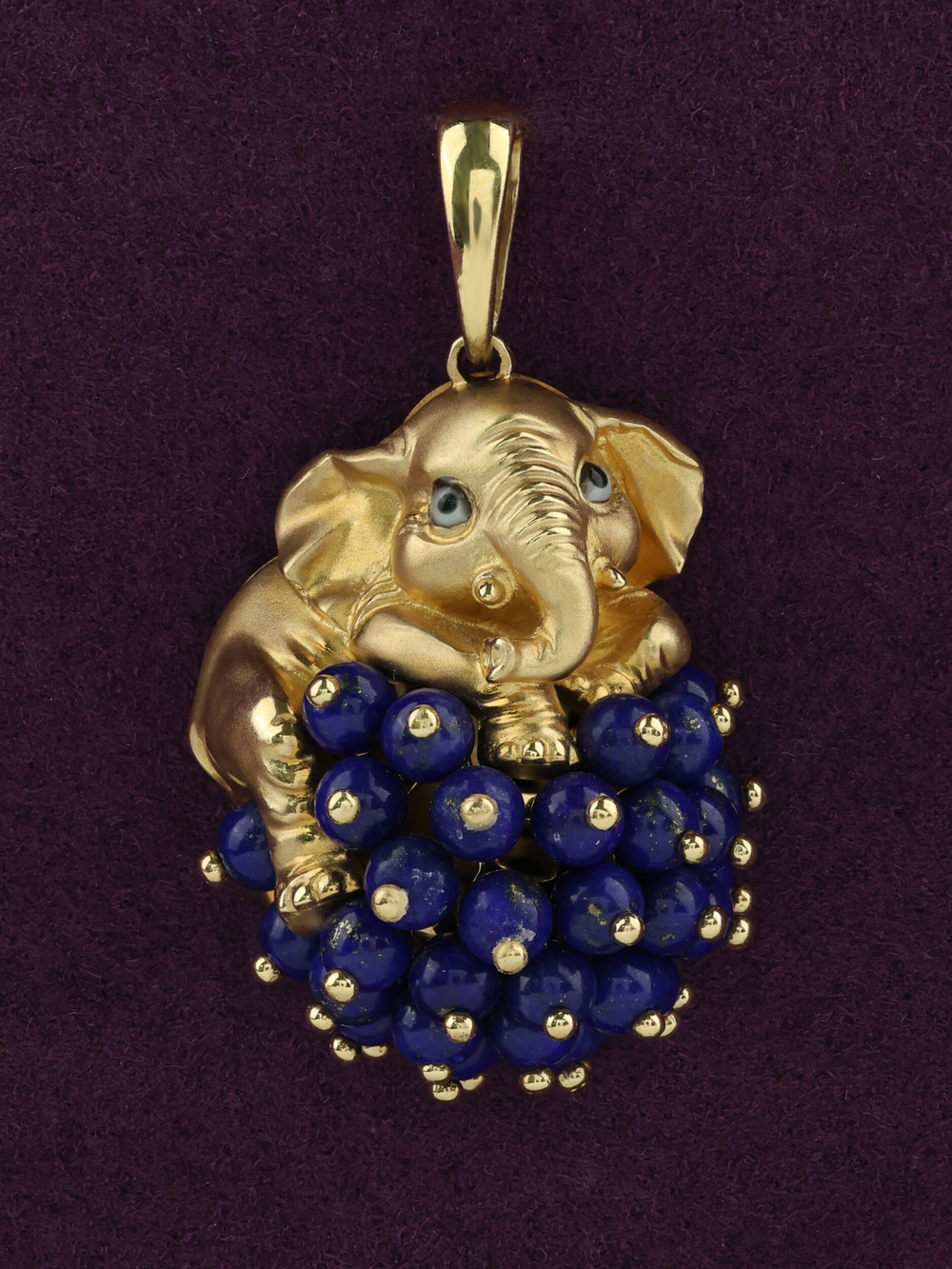 Подвеска из лимонного золота 585 пробы c эмалью и лазуритом