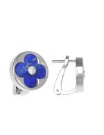 Серьги из белого золота c бриллиантами и лазуритом