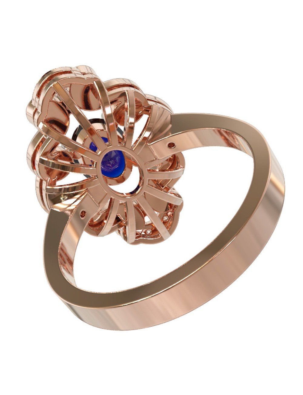 Кольцо из золота c бриллиантами и сапфиром