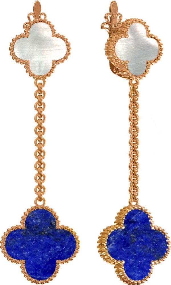 Серьги из золота c лазуритом и перламутром