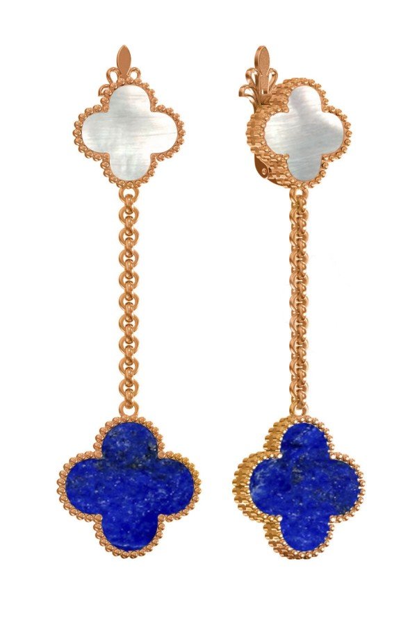 Серьги из золота c лазуритом и перламутром