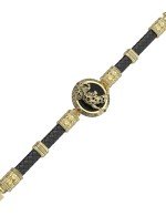 Браслет из лимонного золота c эмалью, шнурком, ониксом и рубином