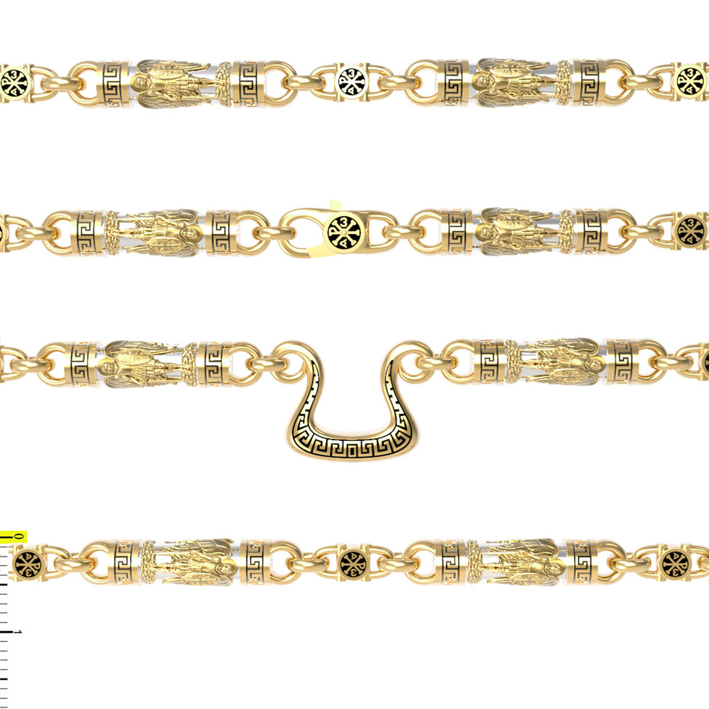 Цепь из лимонного золота 585 пробы c эмалью