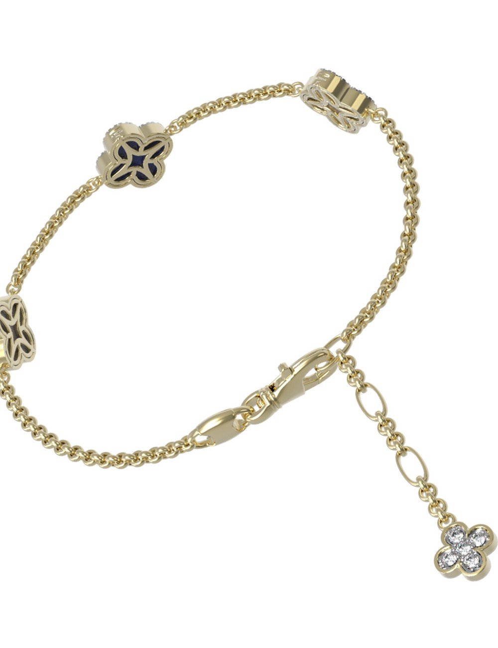 Браслет из лимонного золота c бриллиантами, лазуритом и перламутром