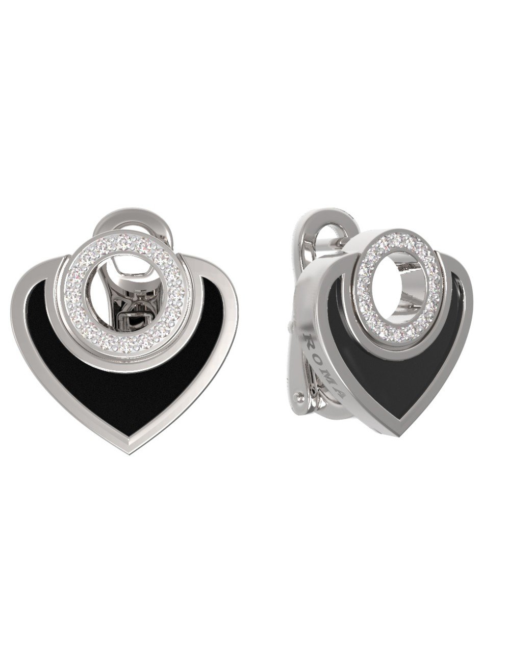 Серьги из белого золота c бриллиантами и ониксом