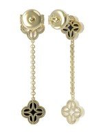 Серьги из лимонного золота c бриллиантами, ониксом и перламутром