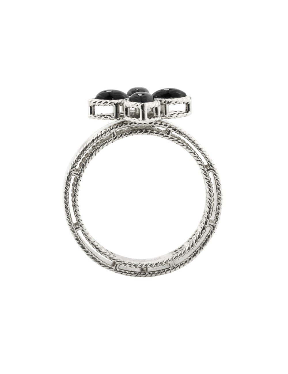 Кольцо из белого золота c бриллиантами и ониксом