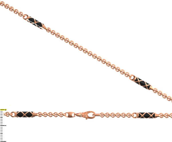 Цепь из красного золота 585 пробы c эмалью