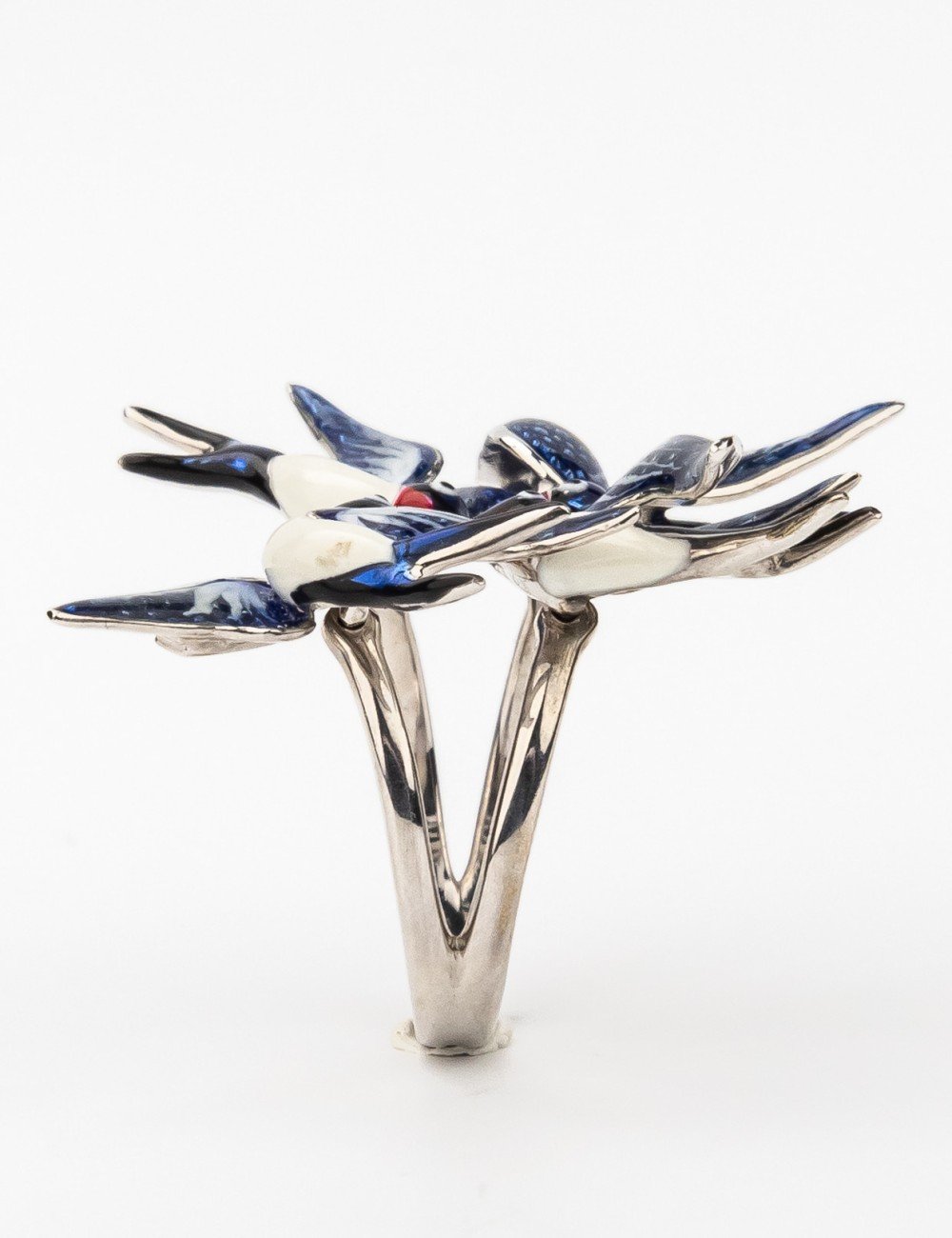 Кольцо из белого золота c эмалью