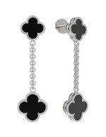 Серьги из белого золота c ониксом