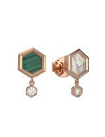 Серьги из золота c бриллиантами, малахитом и перламутром