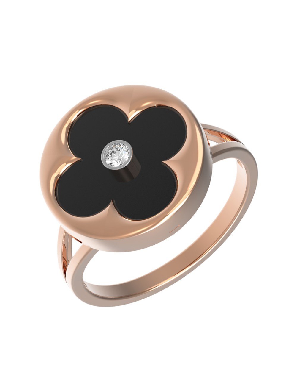 Кольцо из золота c бриллиантами и ониксом