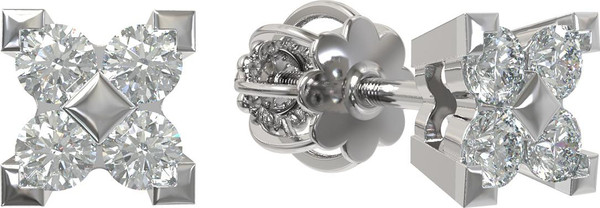 Серьги из белого золота 585 пробы c бриллиантами