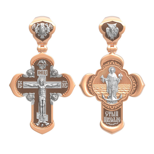 Крест из красного золота 585 пробы