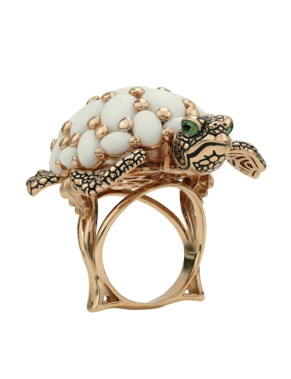 Кольцо из золота c эмалью и бивнем мамонта