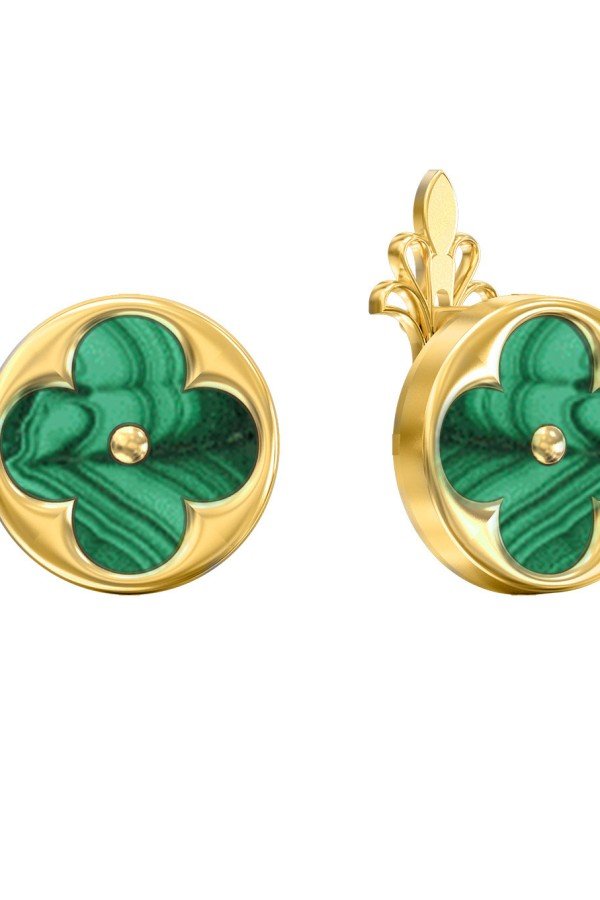 Серьги из лимонного золота c малахитом