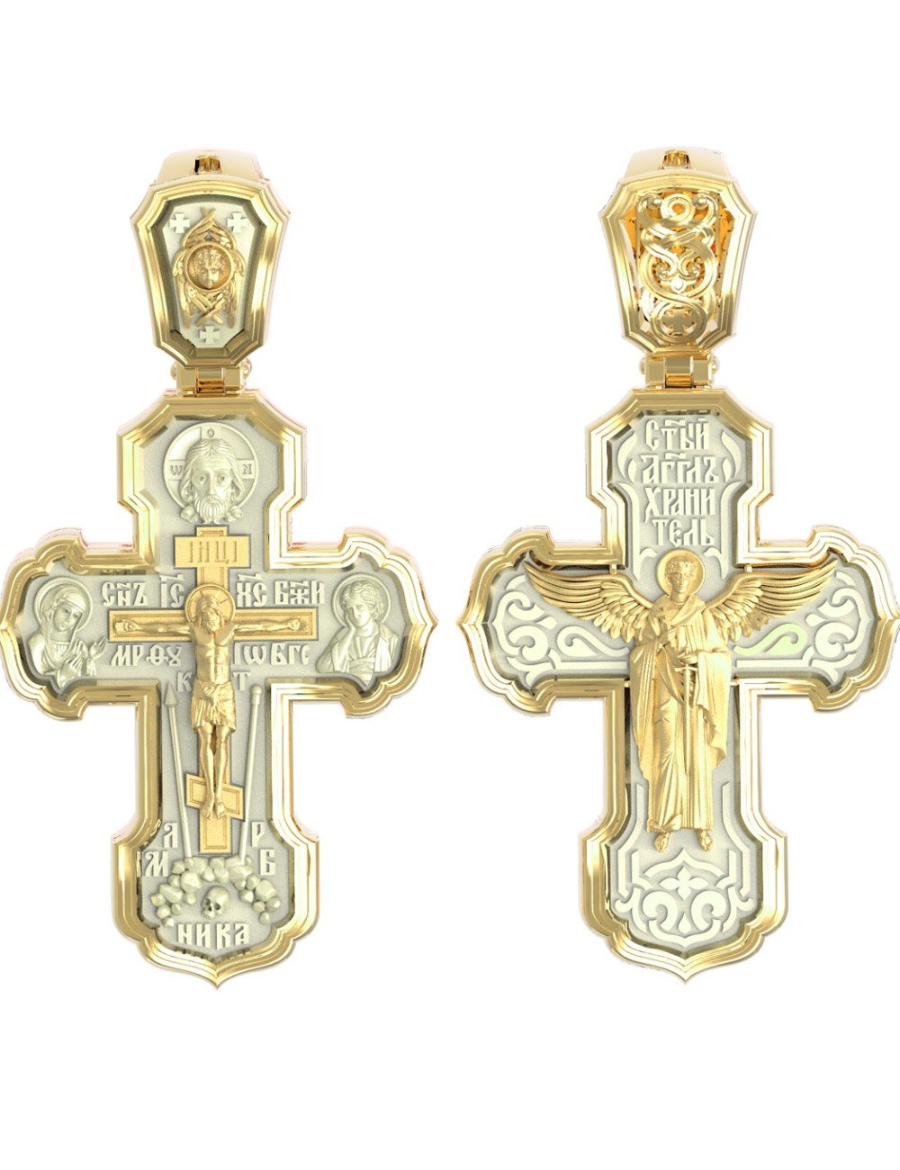 Крест из лимонного золота c бивнем мамонта