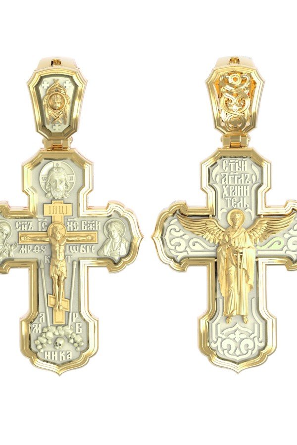 Крест из лимонного золота c бивнем мамонта