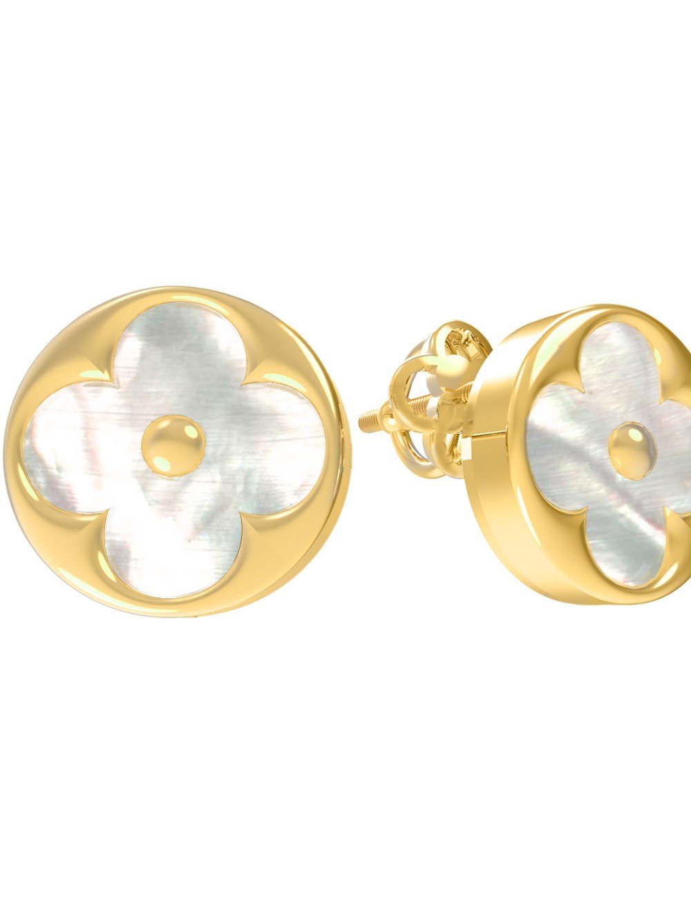 Серьги из лимонного золота c перламутром