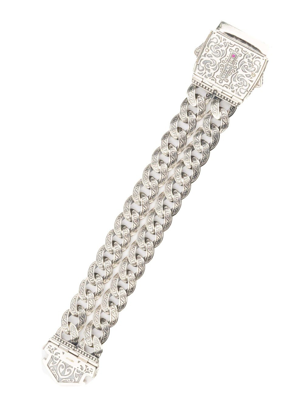 Браслет из серебра и золота c рубином