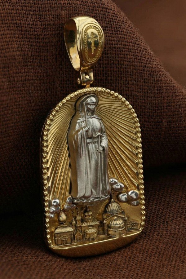 Образок из лимонного золота c эмалью