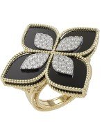 Кольцо из лимонного золота c бриллиантами и ониксом