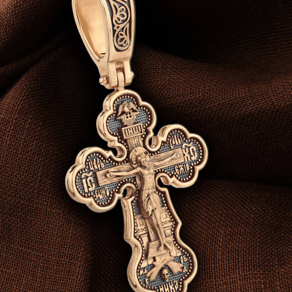 Крест из красного золота 585 пробы