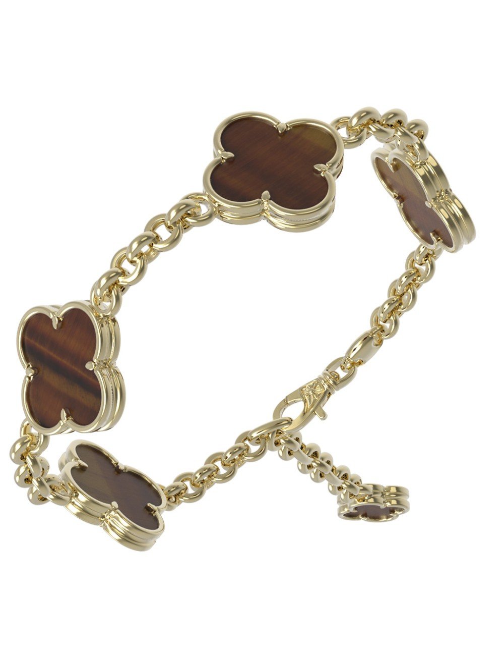 Браслет из лимонного золота c тигровым глазом