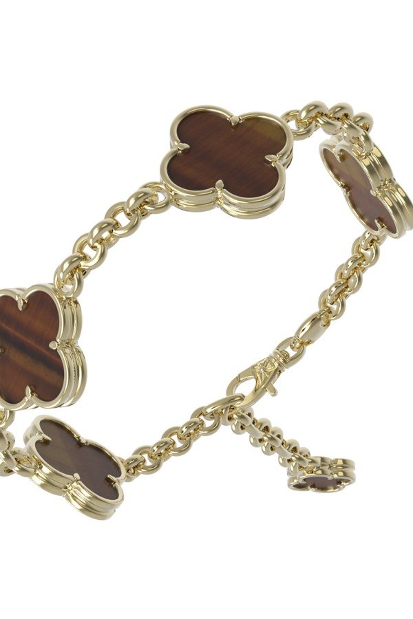 Браслет из лимонного золота c тигровым глазом