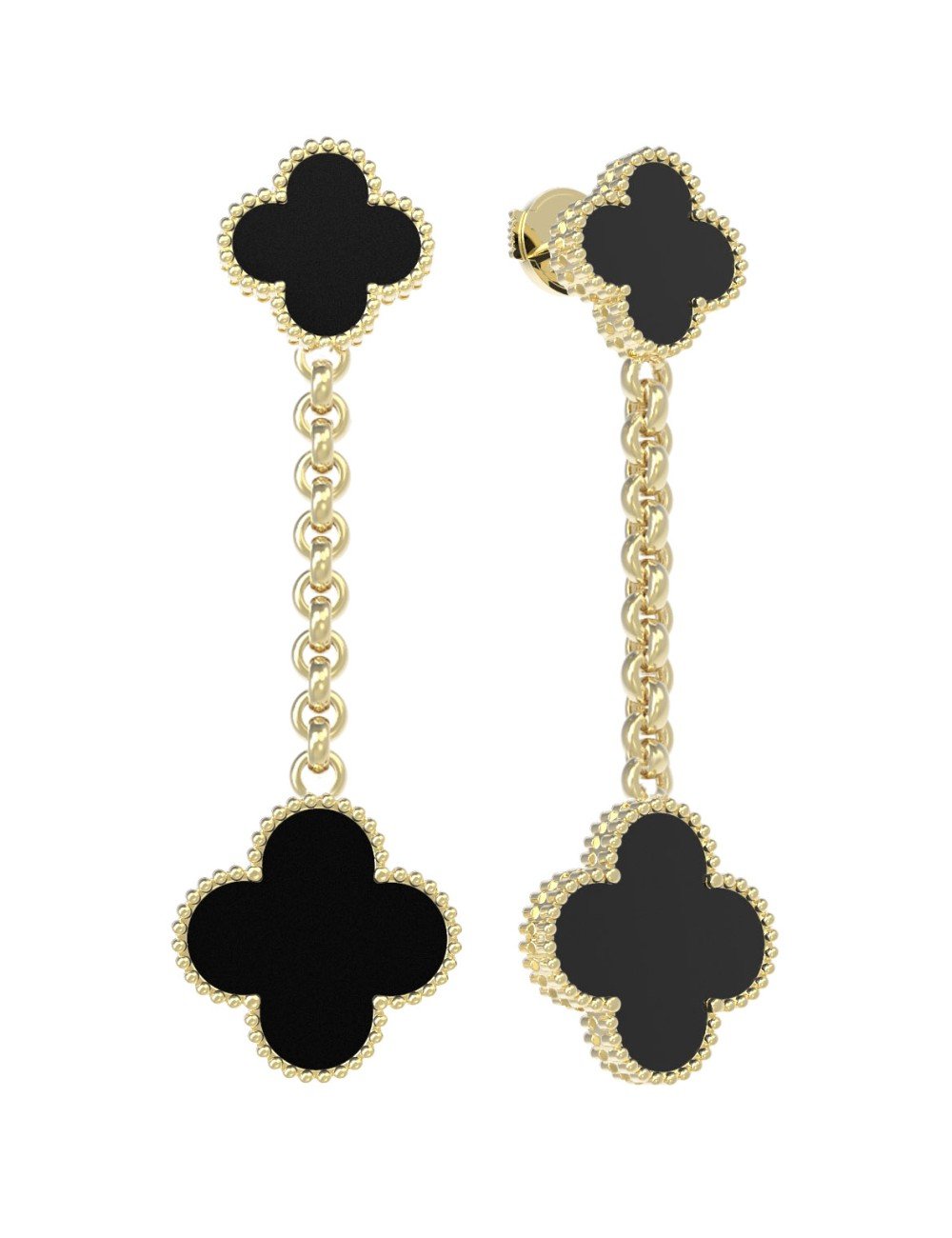 Серьги из лимонного золота c ониксом