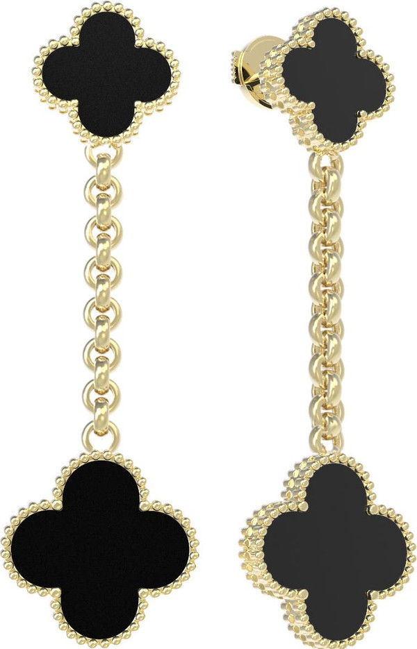 Серьги из лимонного золота 585 пробы c ониксом