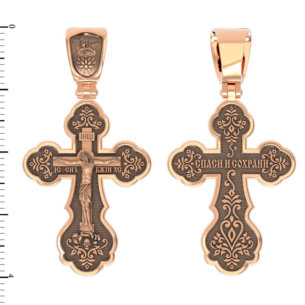 Крест из красного золота 585 пробы