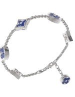 Браслет из белого золота c бриллиантами, лазуритом и перламутром