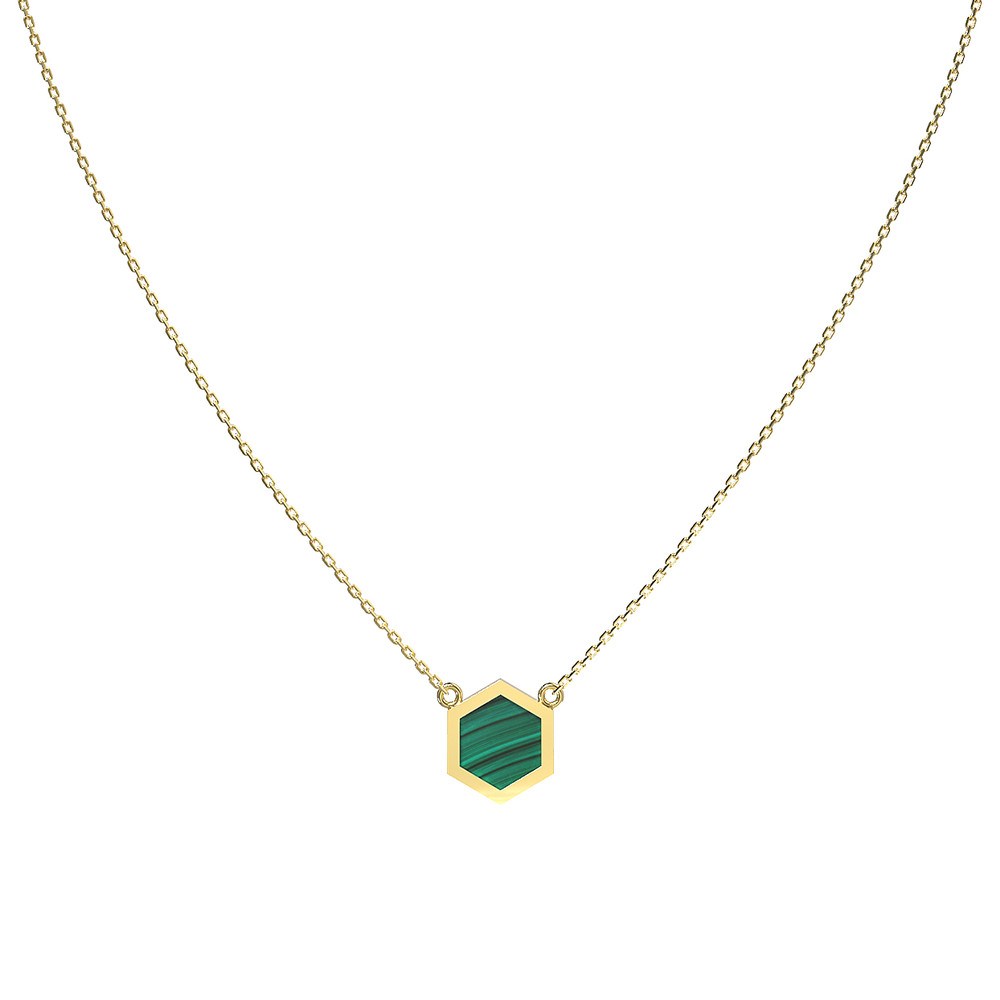 Колье из лимонного золота 585 пробы c малахитом