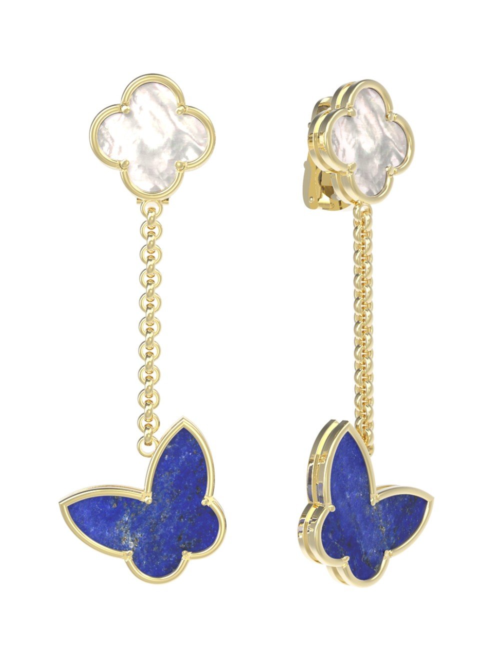 Серьги из лимонного золота c лазуритом и перламутром