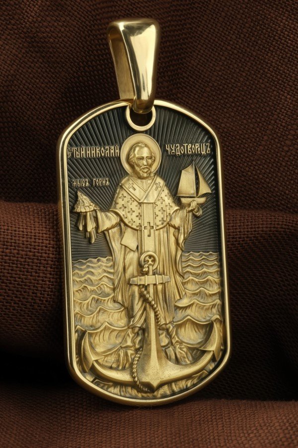 Образок из лимонного золота c эмалью