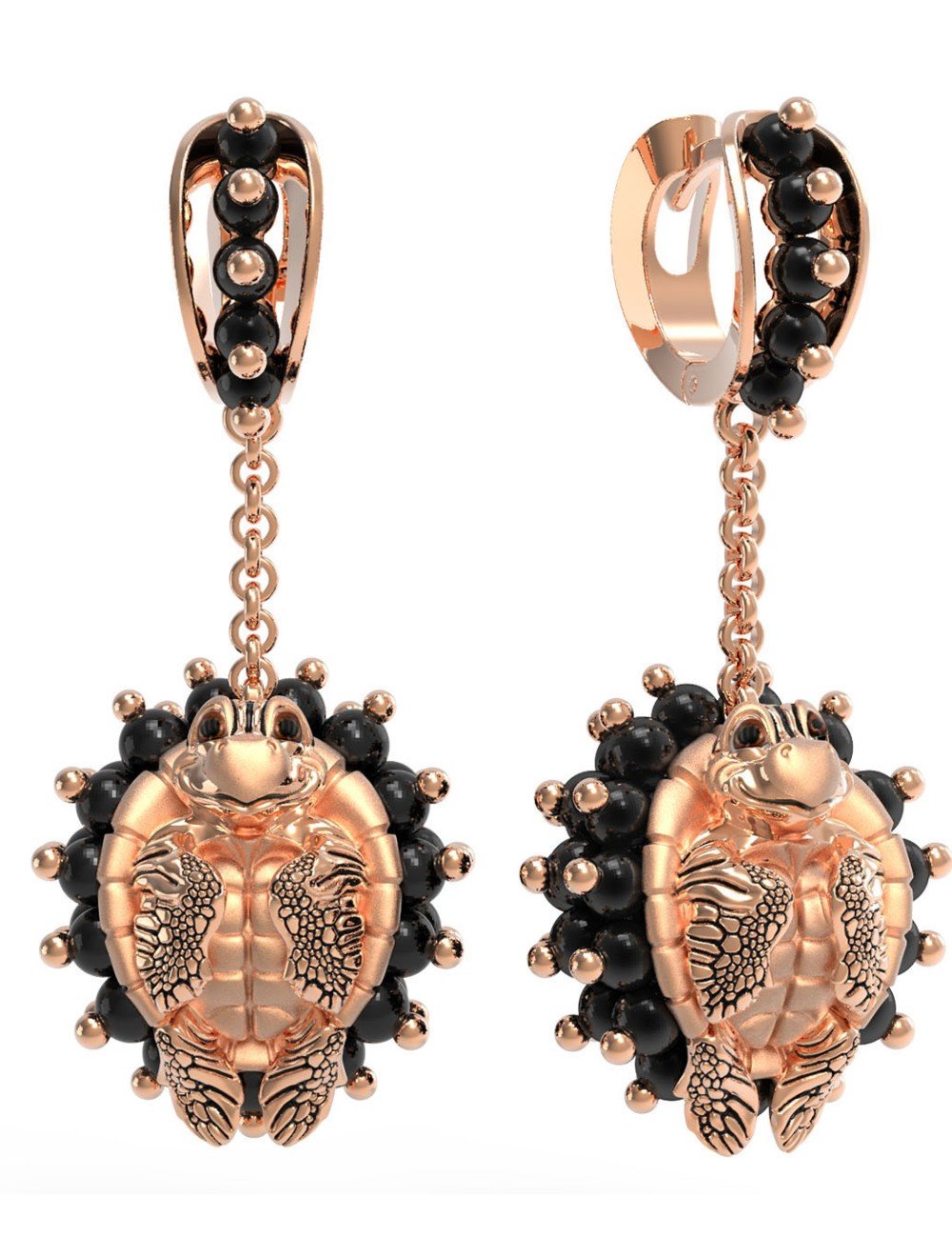 Серьги из золота c эмалью и ониксом