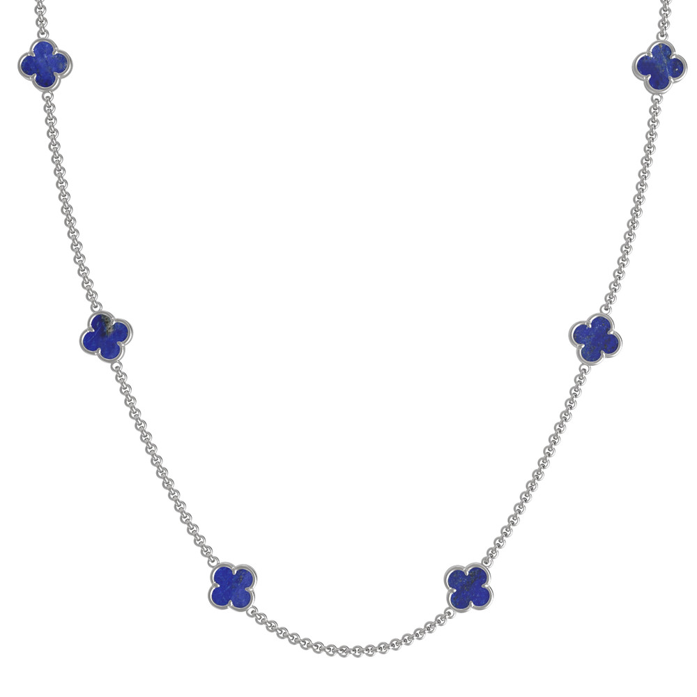 Колье из белого золота 585 пробы c лазуритом