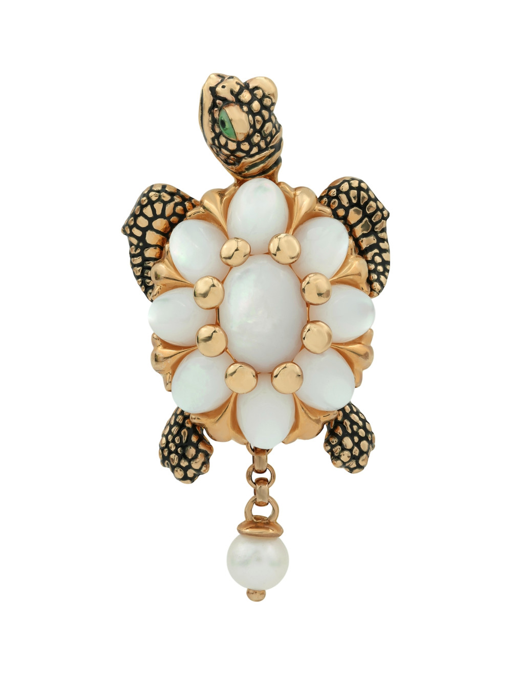 Подвеска из красного золота 585 пробы c эмалью, жемчугом и перламутром