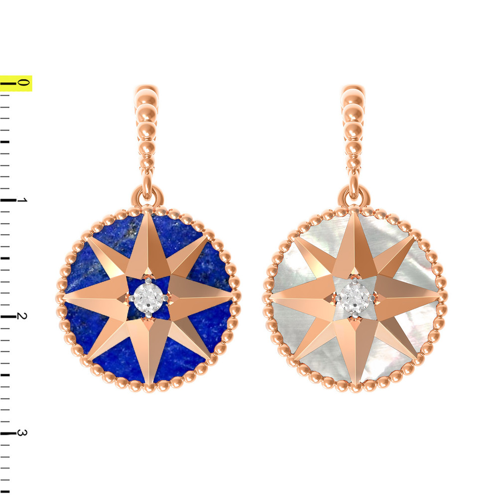 Подвеска из красного золота 585 пробы c фианитом, лазуритом и перламутром