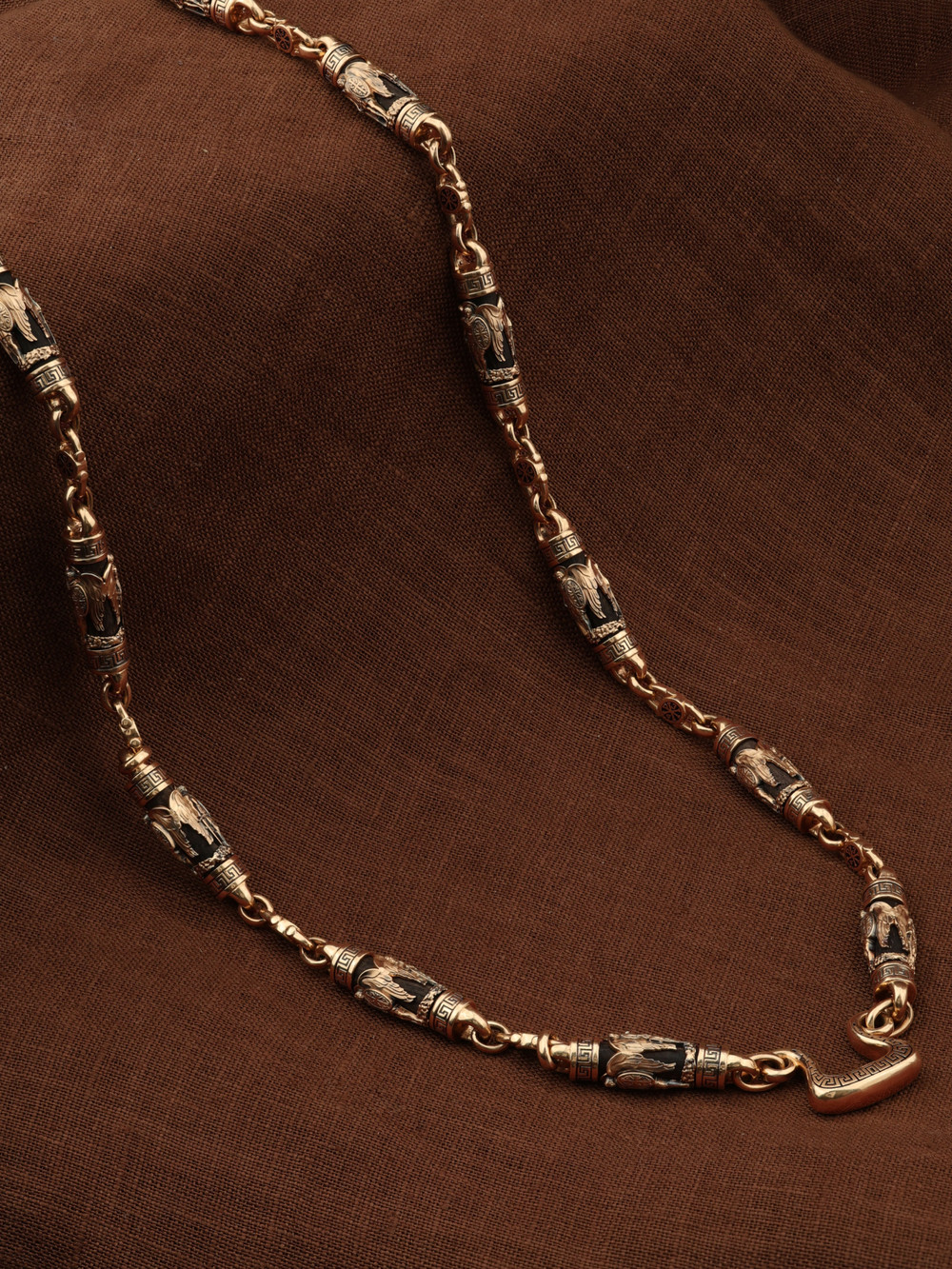 Цепь из красного золота 585 пробы c эмалью и эбеновым деревом