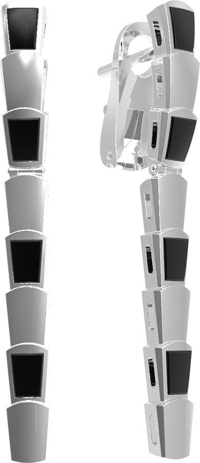 Серьги из белого золота c ониксом