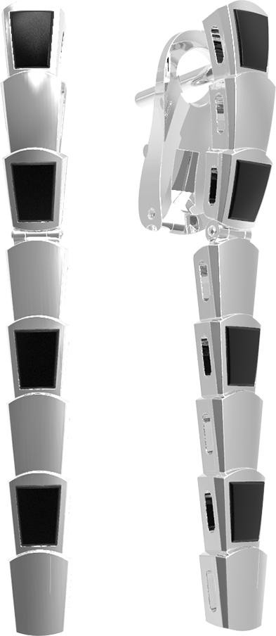 Серьги из белого золота 585 пробы c ониксом