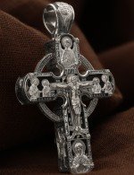 Крест из белого золота c эбеновым деревом