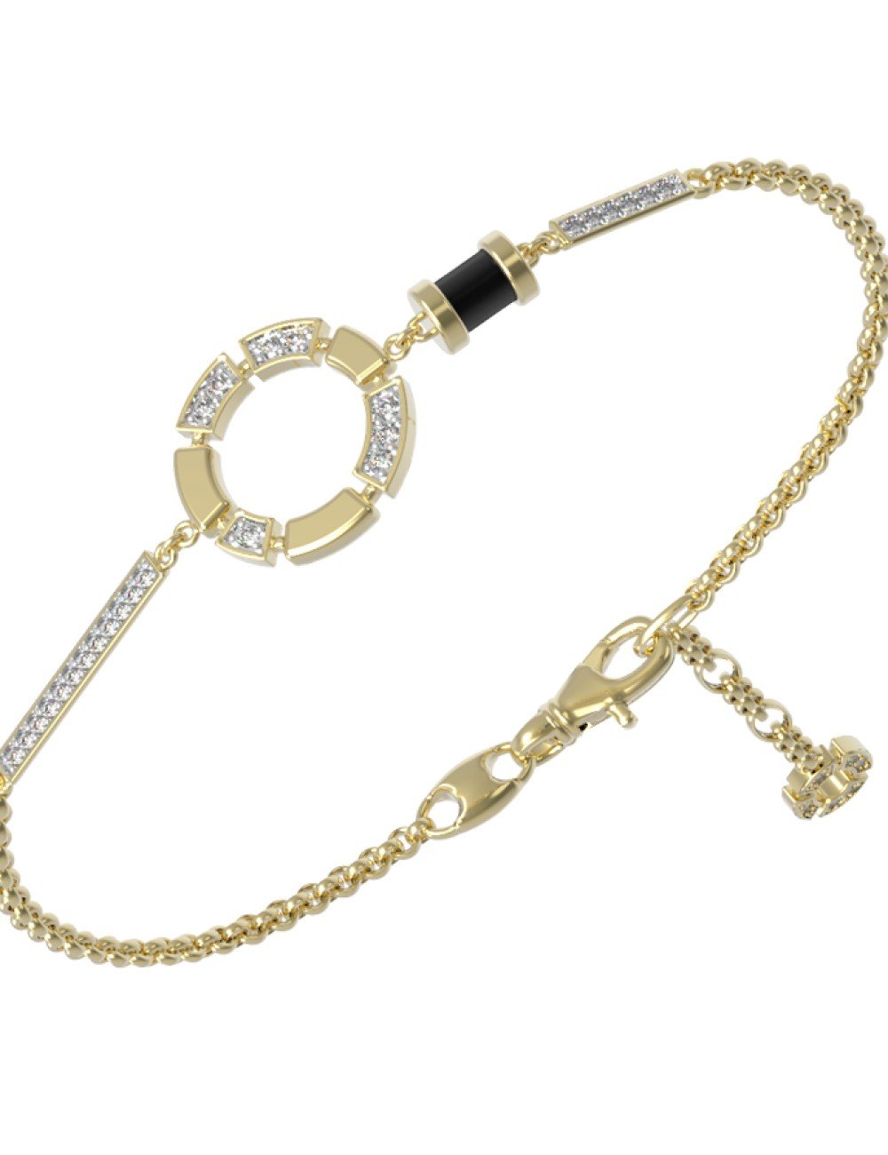 Браслет из лимонного золота c бриллиантами и ониксом