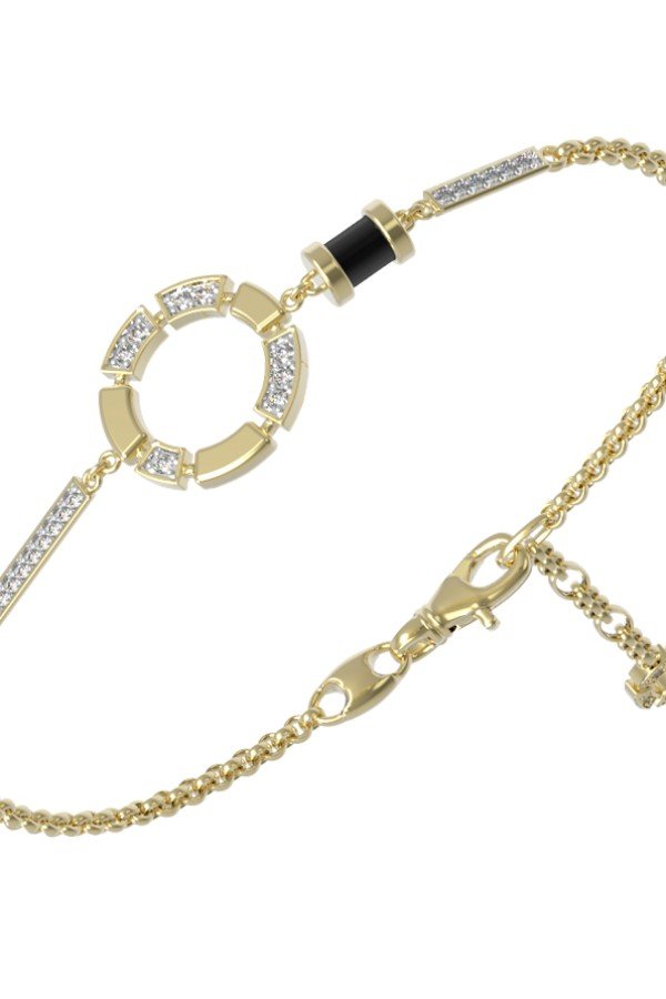 Браслет из лимонного золота c бриллиантами и ониксом