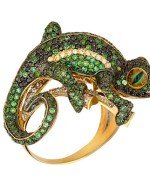 Кольцо из лимонного золота c эмалью и фианитом