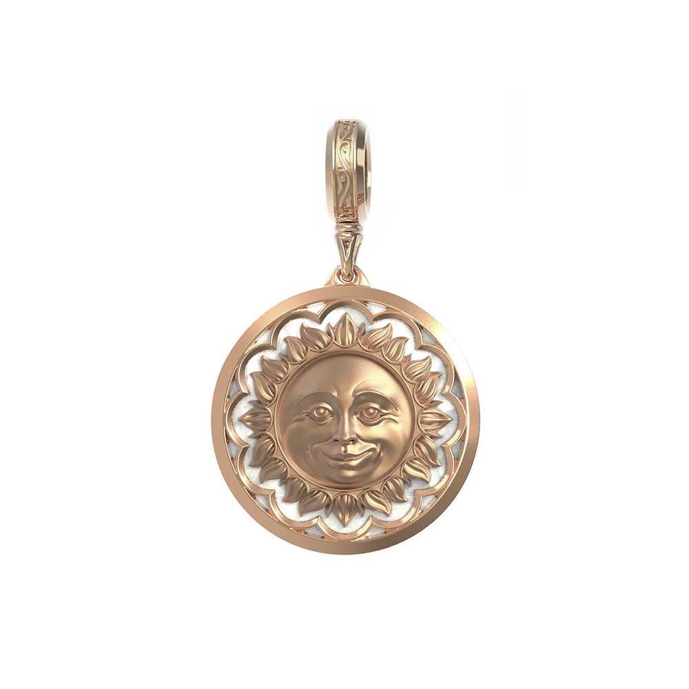 Подвеска из красного золота 585 пробы c перламутром