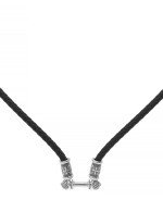 Гайтан из белого золота c кожаным шнурком
